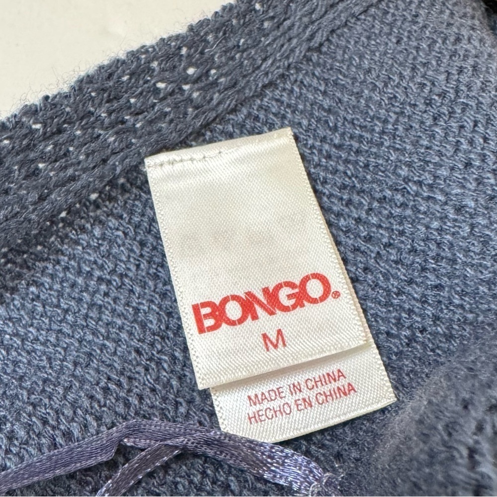 BONGO Steel Blue Fringe Knit Shawl Size Medium - Picture 3 of 4